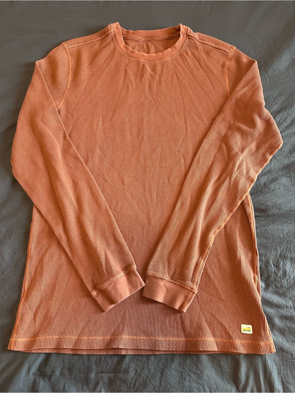 Vuori Brown Men's Long Sleeve Waffle Shirt - Size Large
